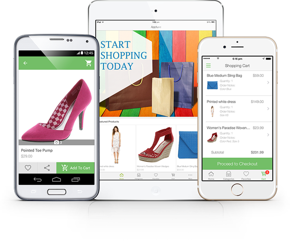 ecommerce shopping cart view in mobile and tablet