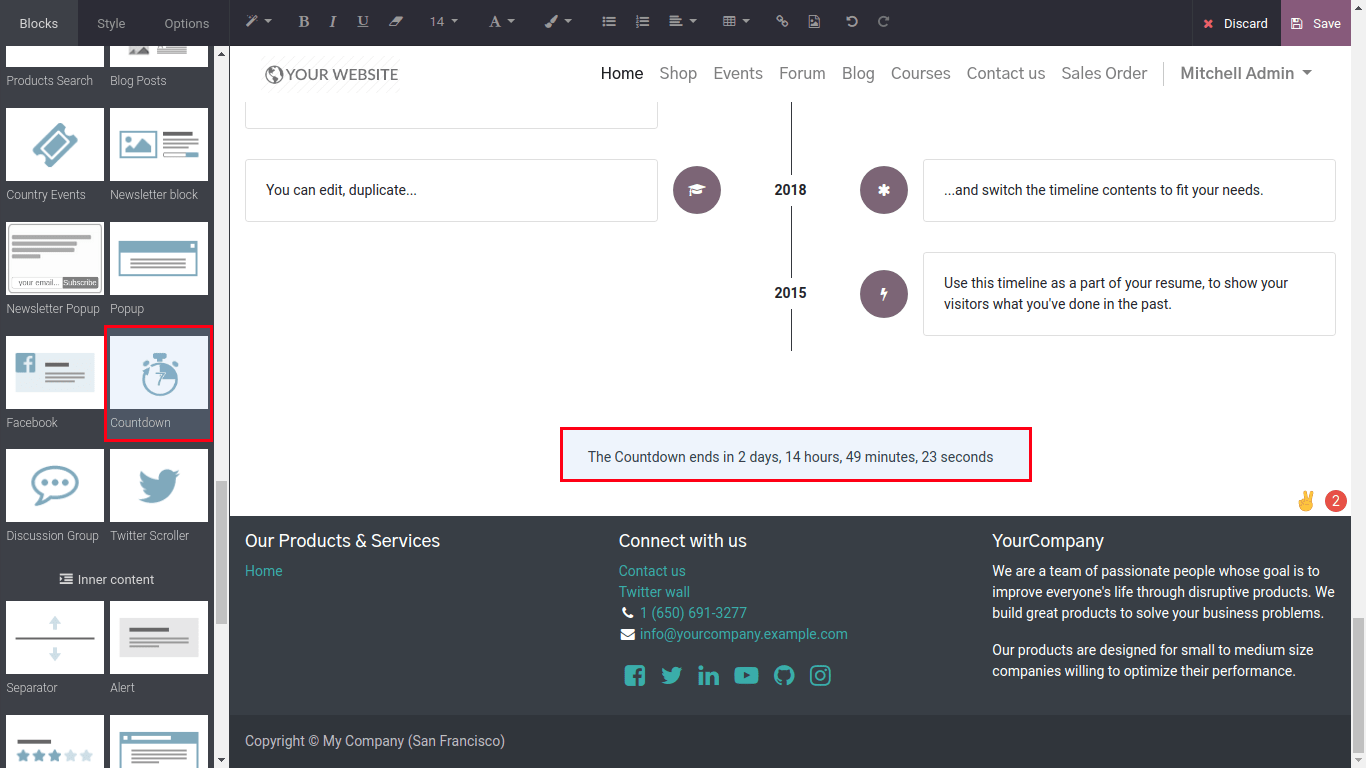 Countdown style in odoo website