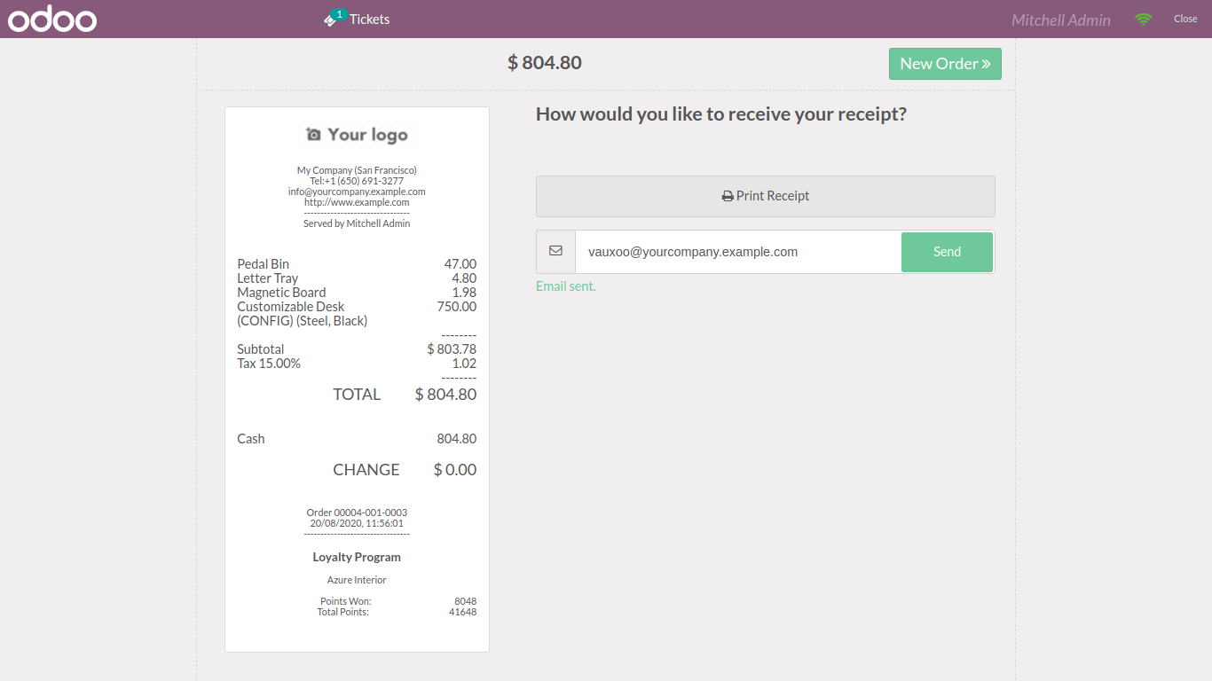 receipt in odoo point of sale