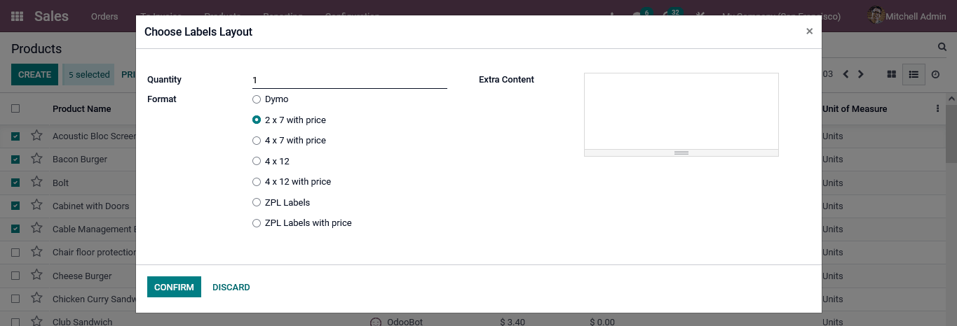 choose labels layout